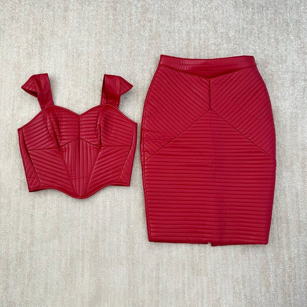 Dracula x La Femme En Noir Armor Faux Leather Bustier Top Skirt Set L